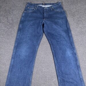 Wrangler 47MWZ Jeans Mens Fit 34x34 Cowboy Cut Blue Denim Pants Western Regular